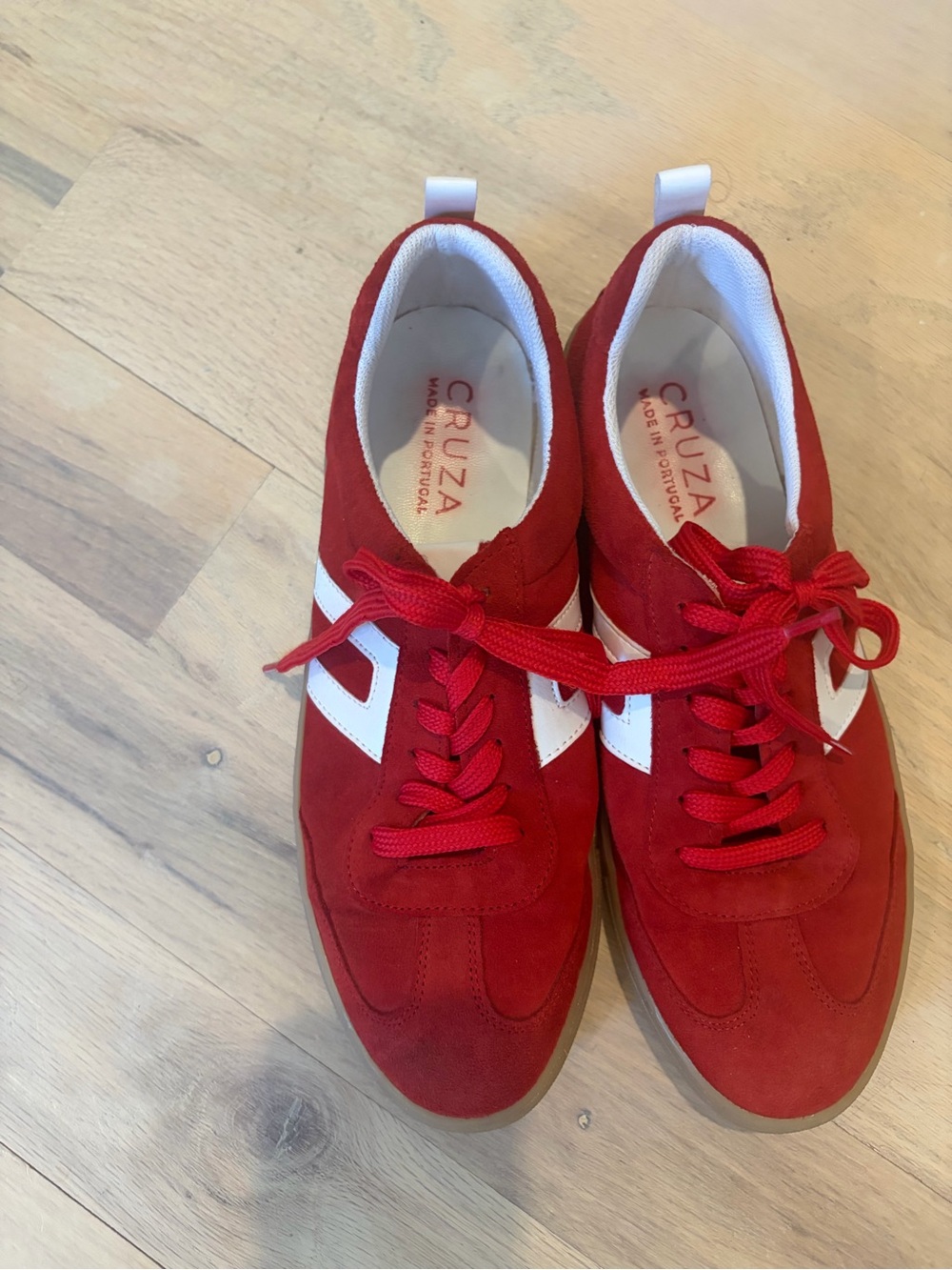 Cruza Portugal Red Suede Casual Sneakers—perfect low profile fall shoe